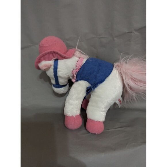 Aurora White Horse Plush Stuffed Animal Bean Bag Western Rodeo Pink Bandana Hat - Picture 6 of 10